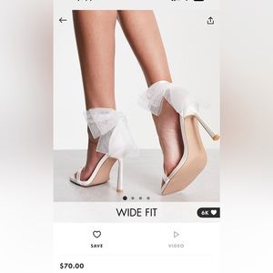 ASOS be mine wide fit bridal Cynzia tulle bow ivory. SIZE 8